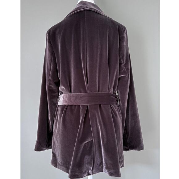Velvet Belted Blazer Jacket Shawl Collar Plush Beautiful by Lawrence Zarian M - Picture 5 of 13